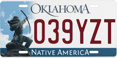 OK license plate 039YZT