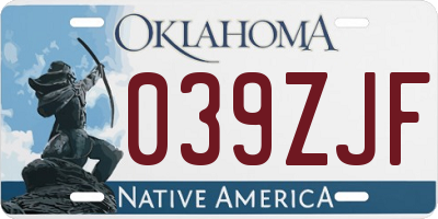 OK license plate 039ZJF