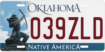 OK license plate 039ZLD