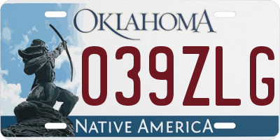 OK license plate 039ZLG