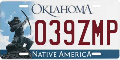 OK license plate 039ZMP