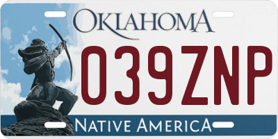 OK license plate 039ZNP