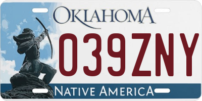 OK license plate 039ZNY