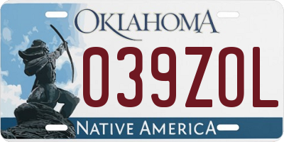 OK license plate 039ZOL