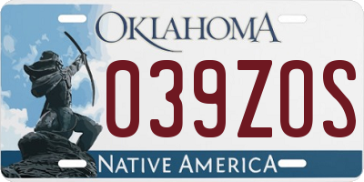 OK license plate 039ZOS