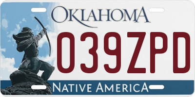 OK license plate 039ZPD