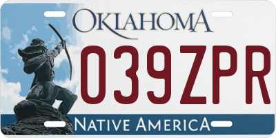 OK license plate 039ZPR
