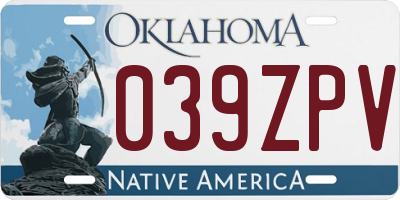 OK license plate 039ZPV
