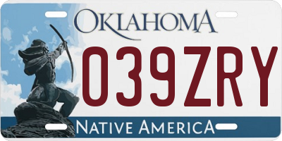 OK license plate 039ZRY