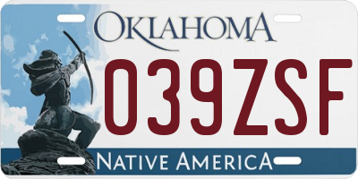 OK license plate 039ZSF