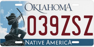 OK license plate 039ZSZ
