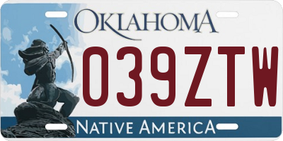 OK license plate 039ZTW