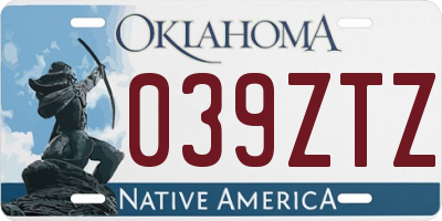 OK license plate 039ZTZ