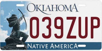 OK license plate 039ZUP