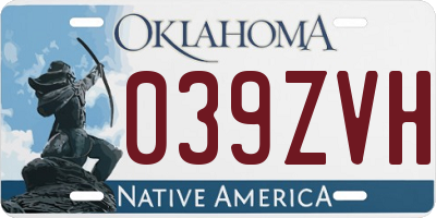 OK license plate 039ZVH