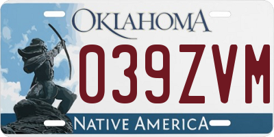 OK license plate 039ZVM