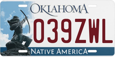 OK license plate 039ZWL