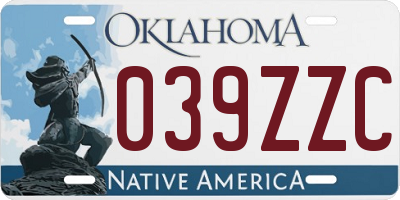 OK license plate 039ZZC