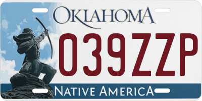 OK license plate 039ZZP