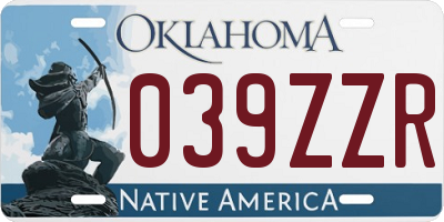 OK license plate 039ZZR