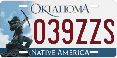 OK license plate 039ZZS