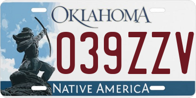 OK license plate 039ZZV