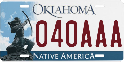 OK license plate 040AAA