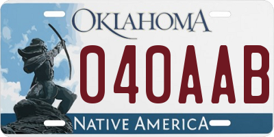 OK license plate 040AAB