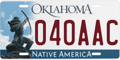 OK license plate 040AAC