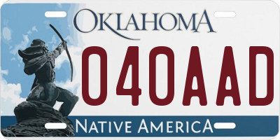 OK license plate 040AAD