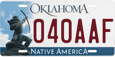 OK license plate 040AAF