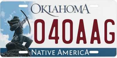 OK license plate 040AAG