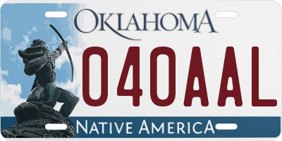 OK license plate 040AAL