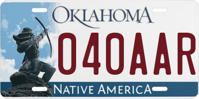 OK license plate 040AAR