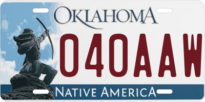 OK license plate 040AAW
