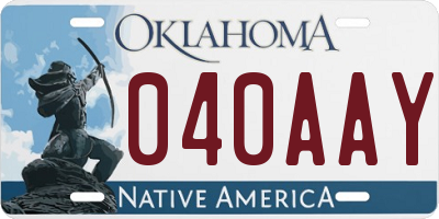 OK license plate 040AAY