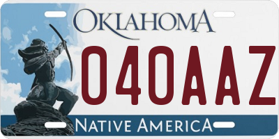 OK license plate 040AAZ