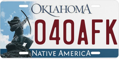 OK license plate 040AFK