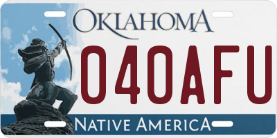 OK license plate 040AFU