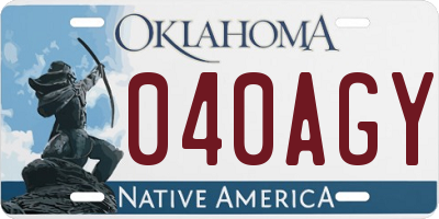 OK license plate 040AGY