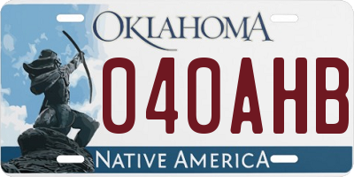 OK license plate 040AHB