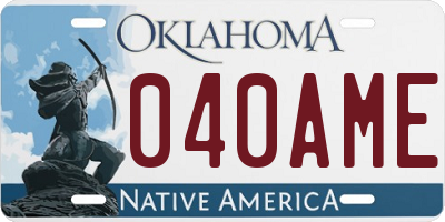 OK license plate 040AME