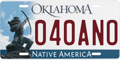 OK license plate 040ANO