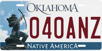 OK license plate 040ANZ
