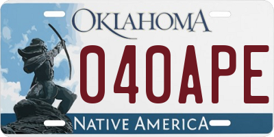 OK license plate 040APE