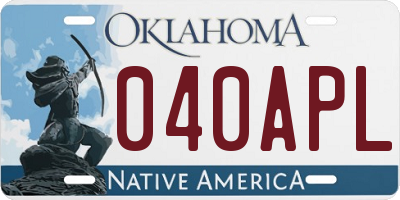 OK license plate 040APL