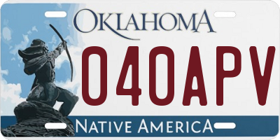 OK license plate 040APV