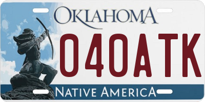 OK license plate 040ATK