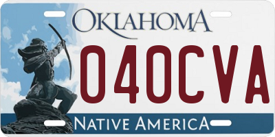 OK license plate 040CVA