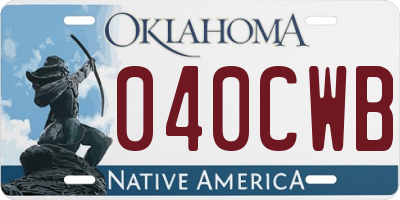 OK license plate 040CWB
